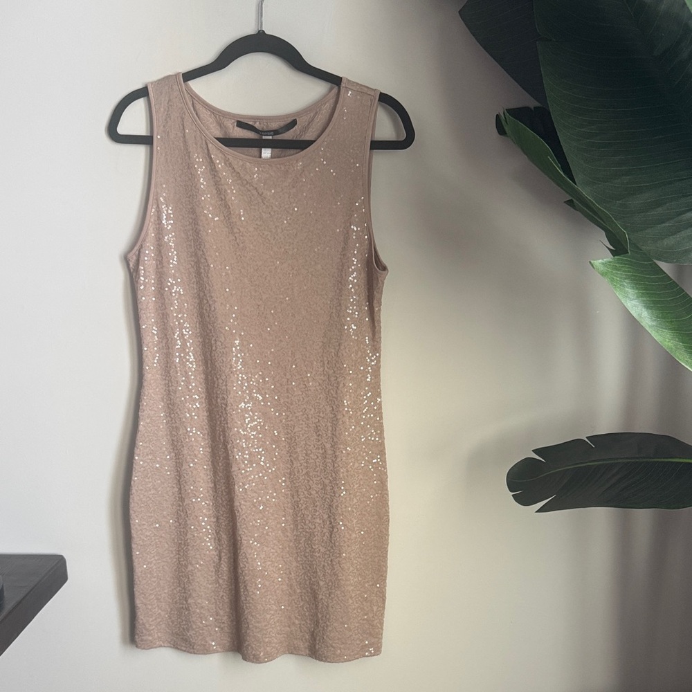 Kensie Sparkling Sequin Mini Dress - Tan